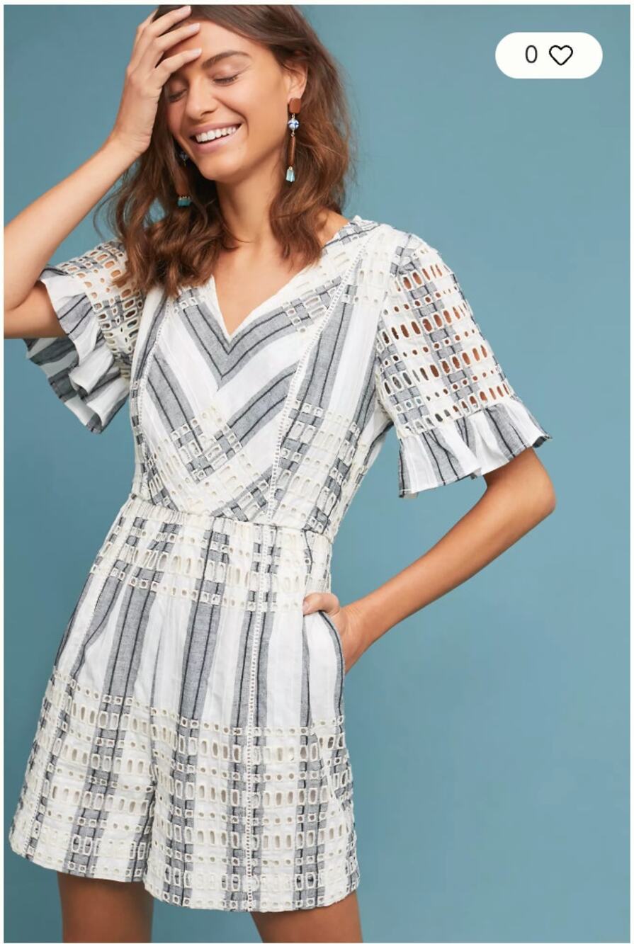 ETTWA from Anthropologie Eyelet Striped Romper // 6